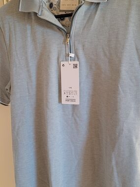 Cactus Light Blue Zip Polo